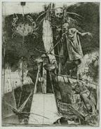 Psychodelic state of equilibrium. 1994, etching, aquatint, 'Laboratorium Dr.M' series, Plate 1, 19 by 25 cm. $200