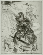 Mechanics of flight. 1994, etching, 'Laboratorium Dr.M' series, Plate 3, 19 by 25 cm. $200